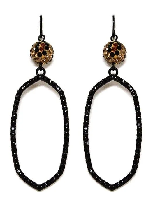 VE2824 Beaded Stone Hexagon Dangle Earrings